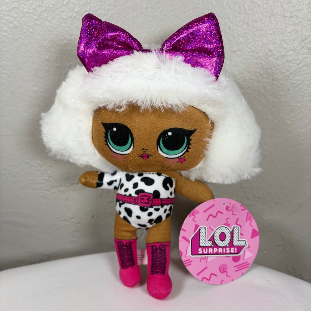 LOL Surprise Plush Doll 8 Inch‎ Toy Factory Cow Print Bodysuit Purple Bow NWT